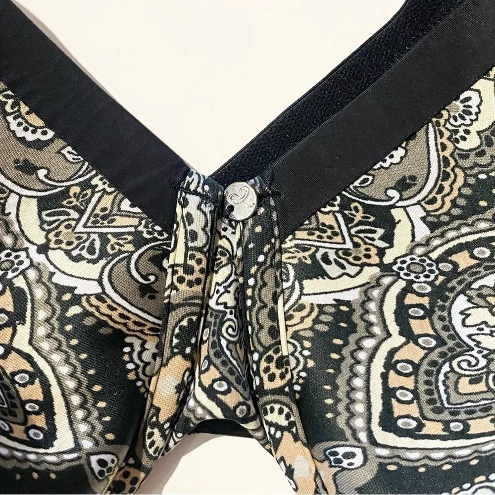 Cacique Black & White Paisley Adjustable Underwire Padded Bra Women's Size 38DDD